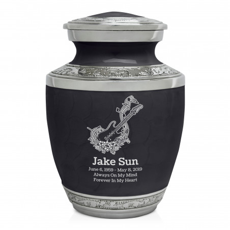 Flowered Electric Guitar Sharing Urn - Ebony Black