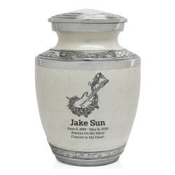 Flowered Electric Guitar Sharing Urn - Radiant White