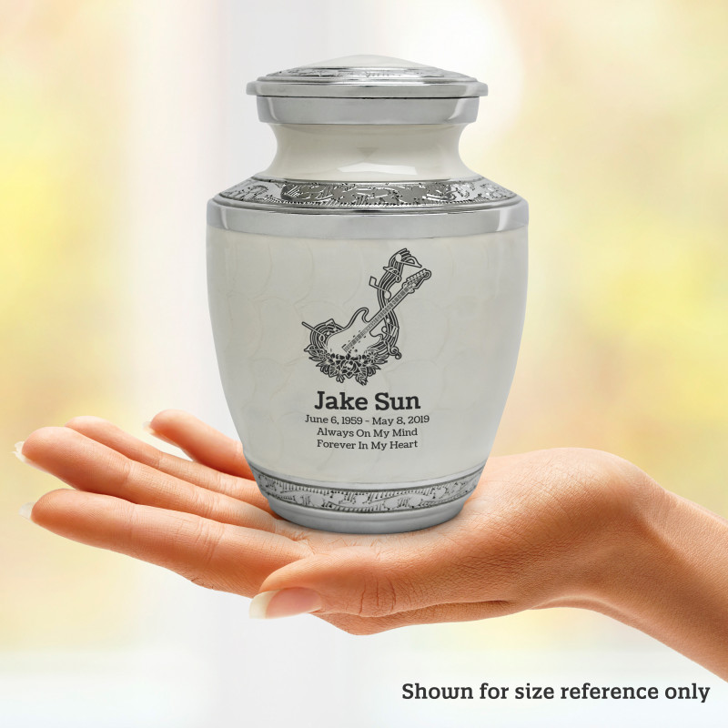 Flowered Electric Guitar Sharing Urn - Radiant White