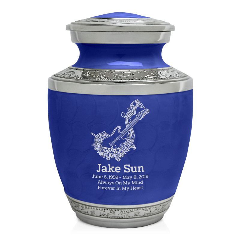 Flowered Electric Guitar Sharing Urn - Royal Blue