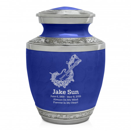 Flowered Electric Guitar Sharing Urn - Royal Blue