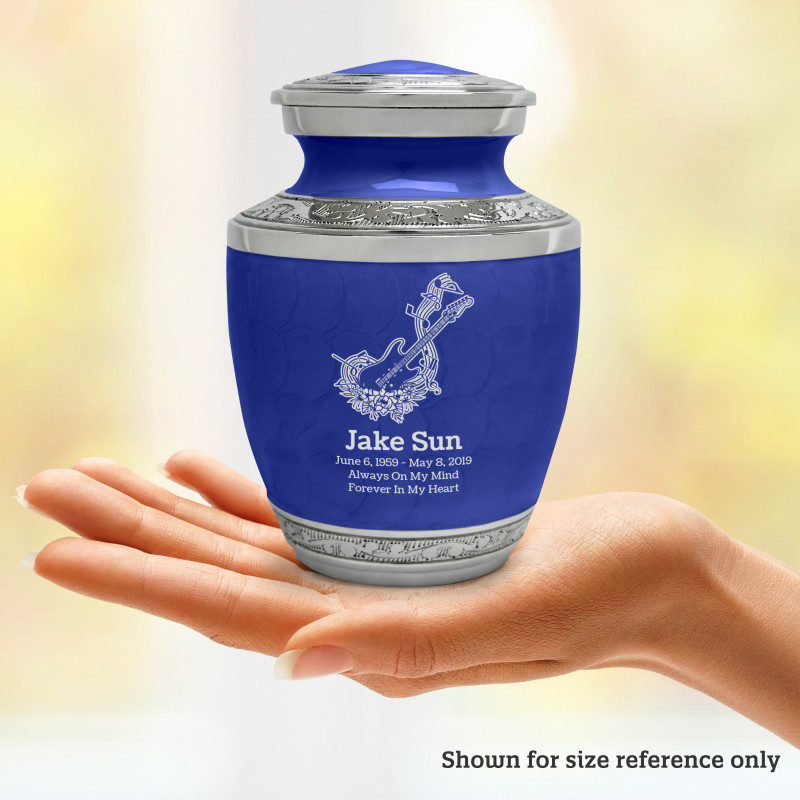 Flowered Electric Guitar Sharing Urn - Royal Blue
