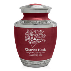 Running Horses Sharing Urn - Rose Red