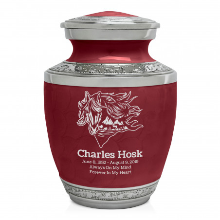 Running Horses Sharing Urn - Rose Red