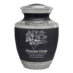 Running Horses Sharing Urn - Ebony Black