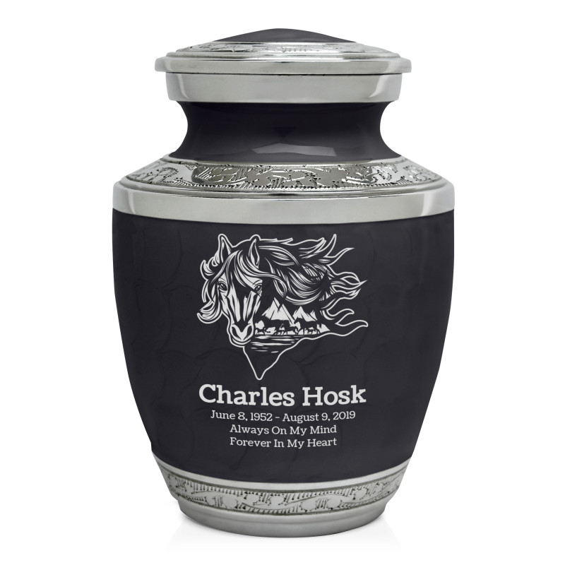 Running Horses Sharing Urn - Ebony Black