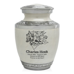 Running Horses Sharing Urn - Radiant White