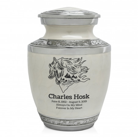 Running Horses Sharing Urn - Radiant White