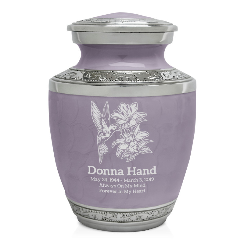 Hummingbird Flowers Sharing Urn - Regal Purple