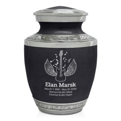 Electric Guitar Angel Wings Sharing Urn - Ebony Black
