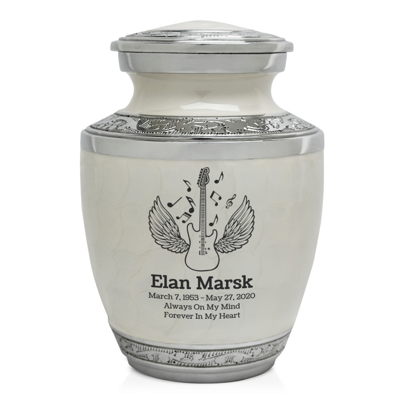 Electric Guitar Angel Wings Sharing Urn - Radiant White