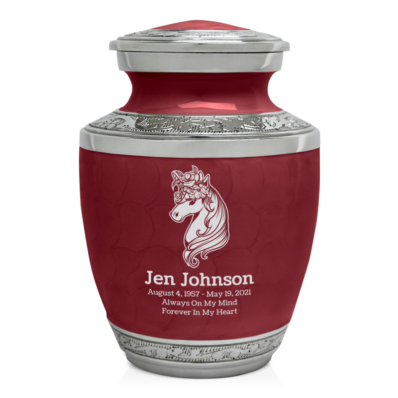 Floral Unicorn Sharing Urn - Rose Red