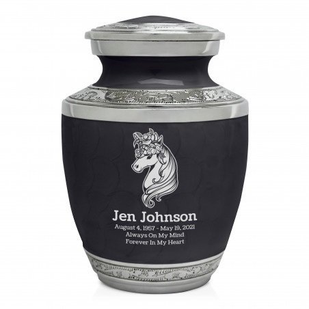 Floral Unicorn Sharing Urn - Ebony Black