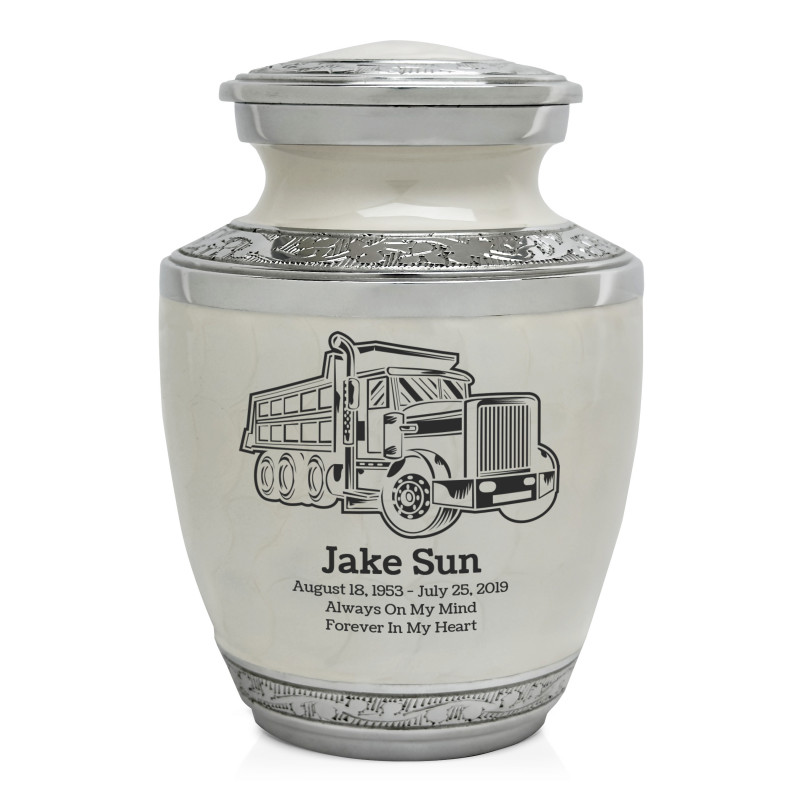 Dumping Truck Sharing Urn - Radiant White