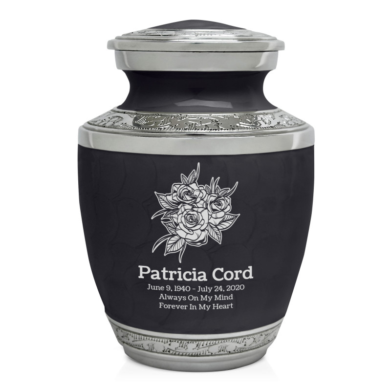 Rose Buds Sharing Urn - Ebony Black