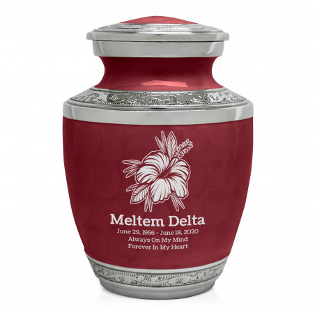 Hibiscus Flower Sharing Urn - Rose Red