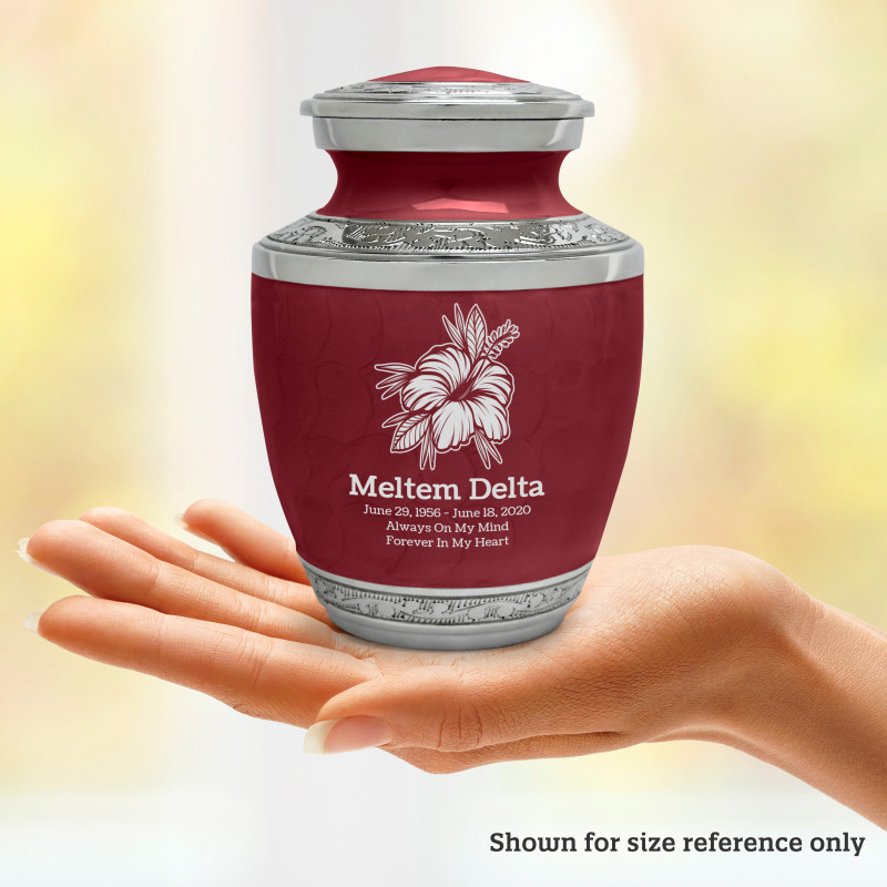 Hibiscus Flower Sharing Urn - Rose Red