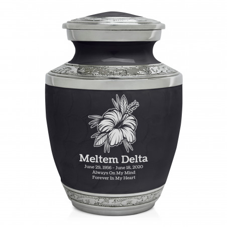 Hibiscus Flower Sharing Urn - Ebony Black