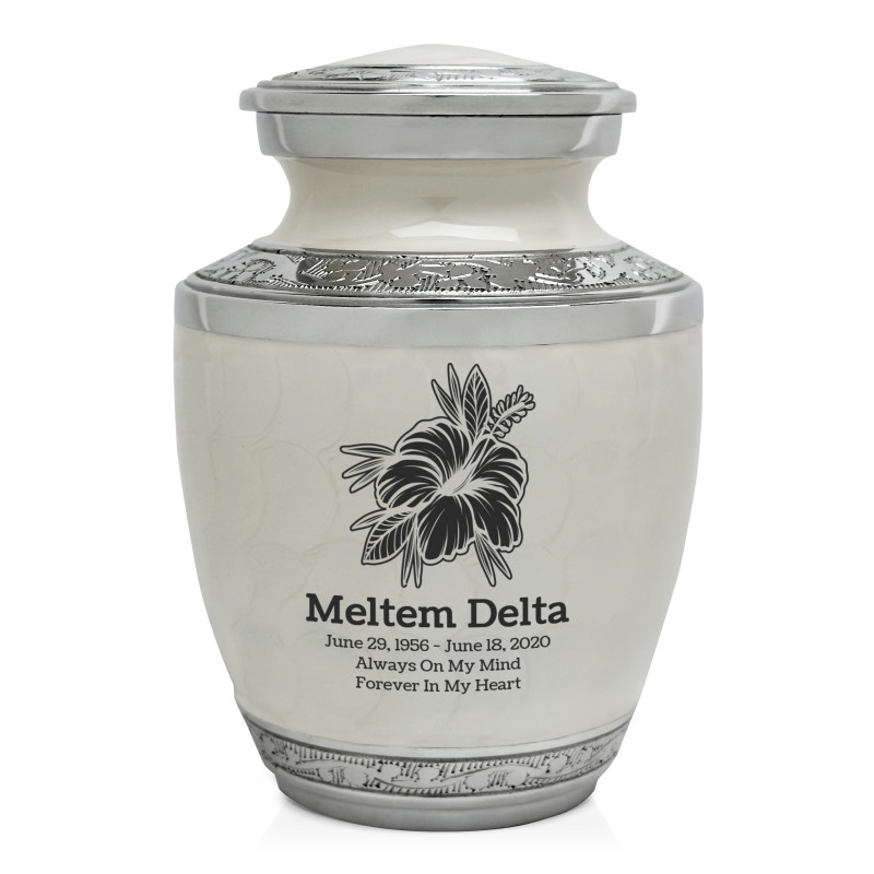 Hibiscus Flower Sharing Urn - Radiant White