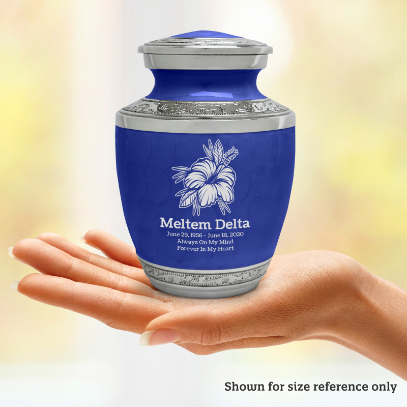 Hibiscus Flower Sharing Urn - Royal Blue