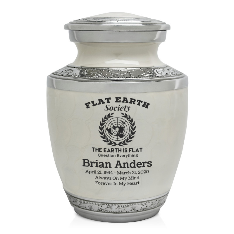 Flat Earth Society Sharing Urn - Radiant White