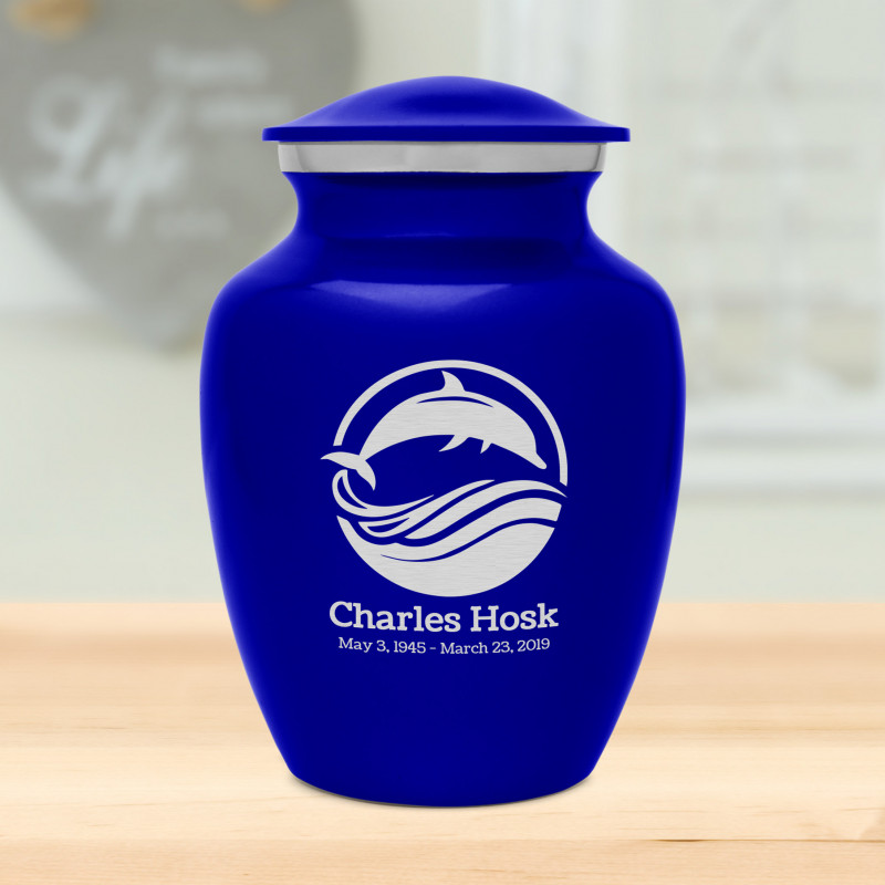 Dolphin Sharing Urn - Midnight Blue