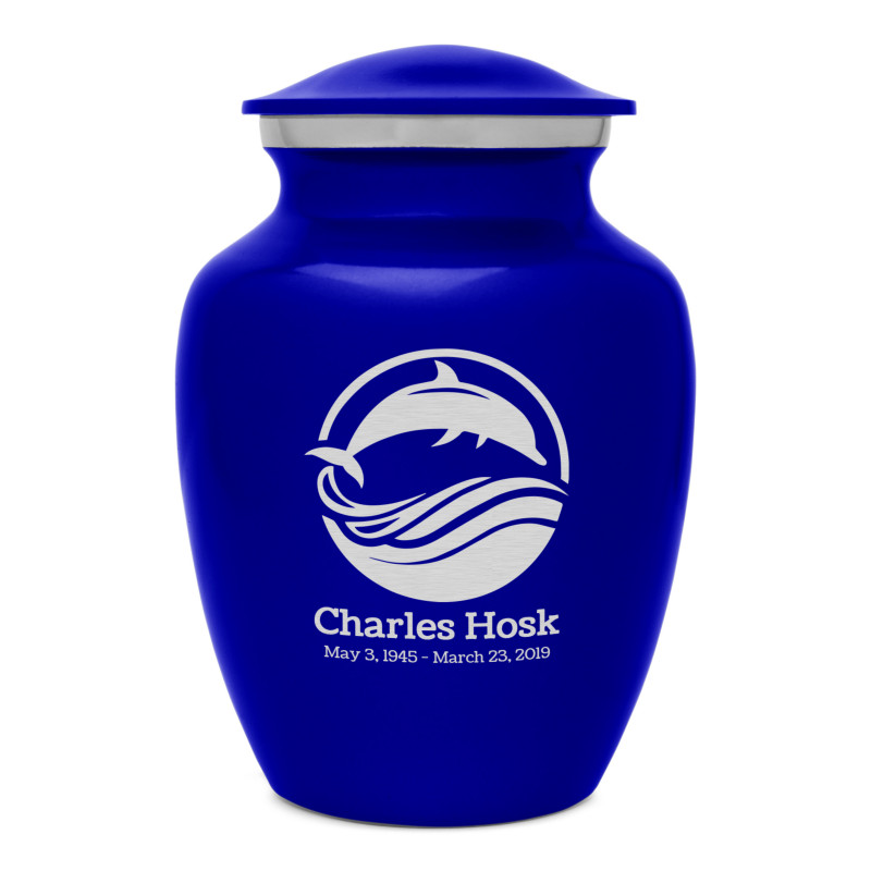Dolphin Sharing Urn - Midnight Blue