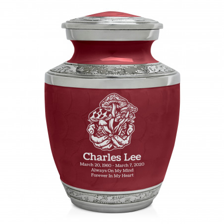 Mushrooms Hands Sharing Urn - Rose Red