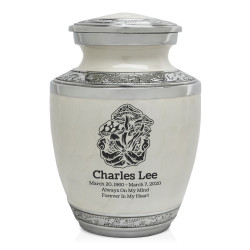 Mushrooms Hands Sharing Urn - Radiant White