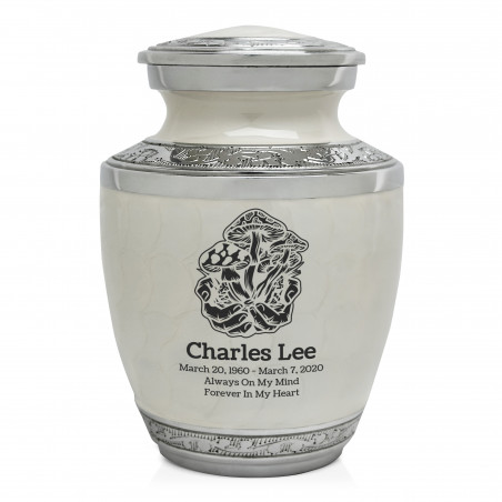 Mushrooms Hands Sharing Urn - Radiant White