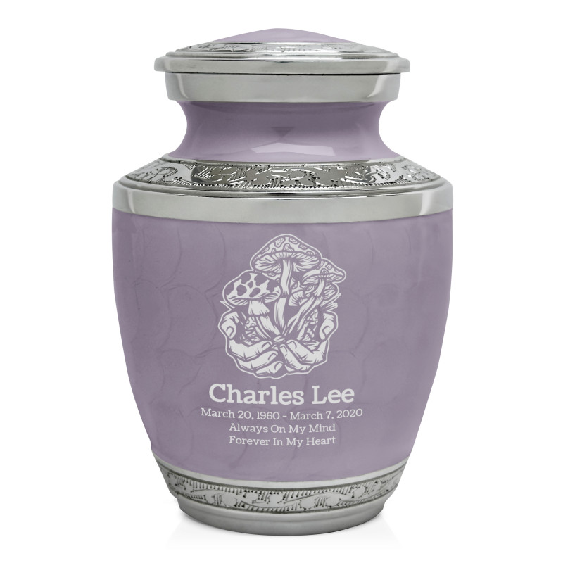 Mushrooms Hands Sharing Urn - Regal Purple