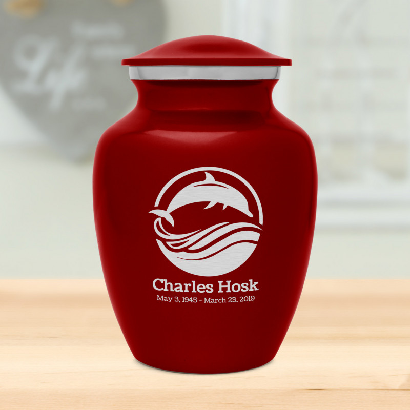 Dolphin Sharing Urn - Ruby Red