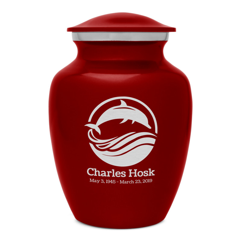 Dolphin Sharing Urn - Ruby Red