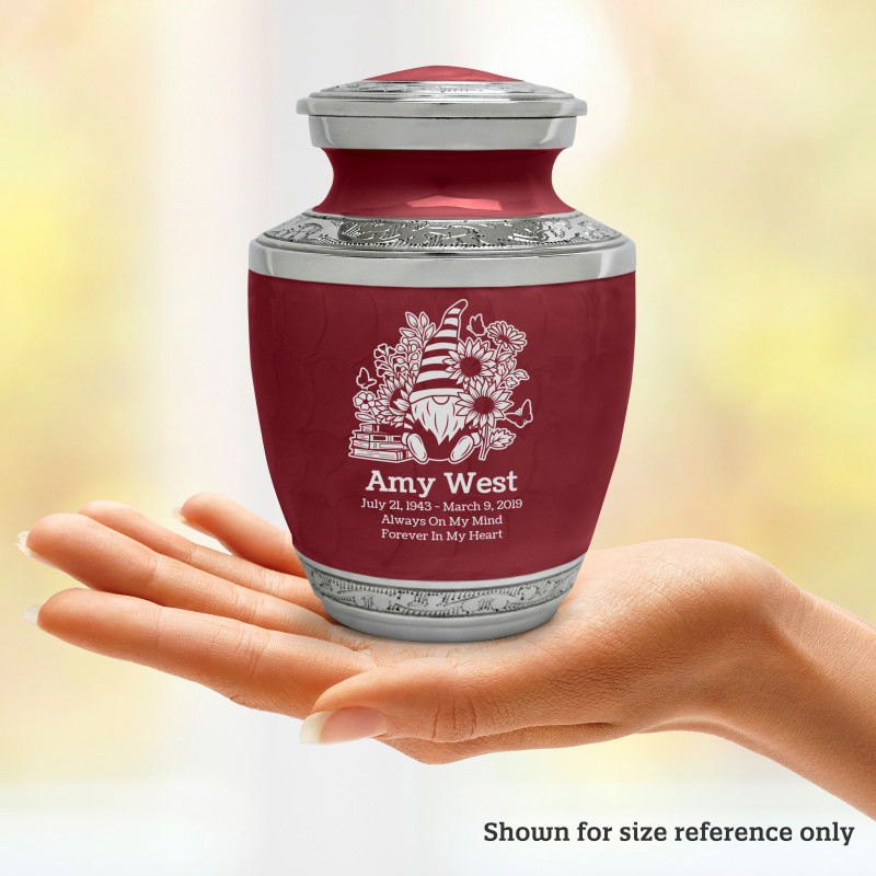 Garden Gnome Sharing Urn - Rose Red