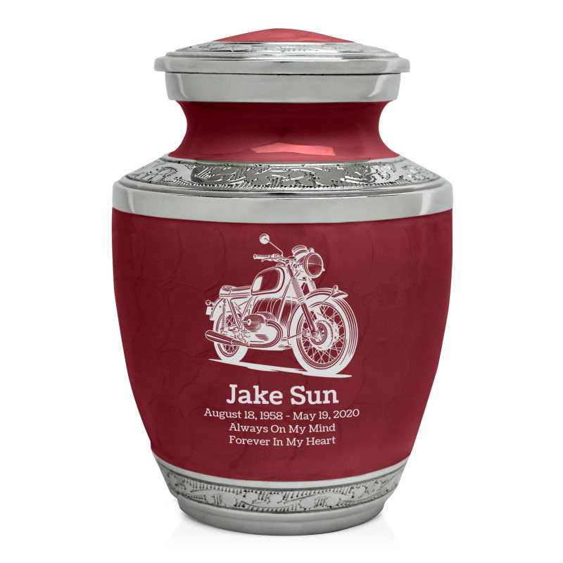 Classic Motorcycle Sharing Urn - Rose Red