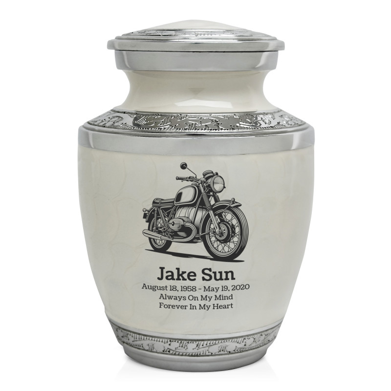 Classic Motorcycle Sharing Urn - Radiant White