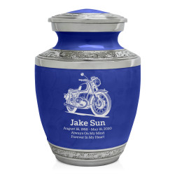 Classic Motorcycle Sharing Urn - Royal Blue