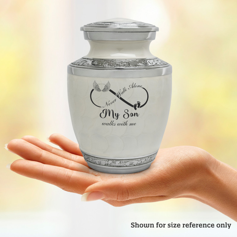 My Son Walks With Me Sharing Urn - Radiant White
