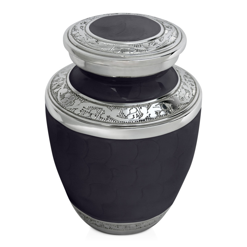 Small Pawprint Heart Pet Cremation Urn - Ebony Black