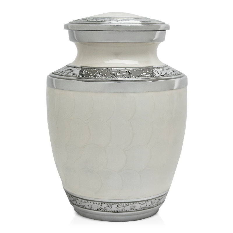 Small Pawprint Heart Pet Cremation Urn - Radiant White