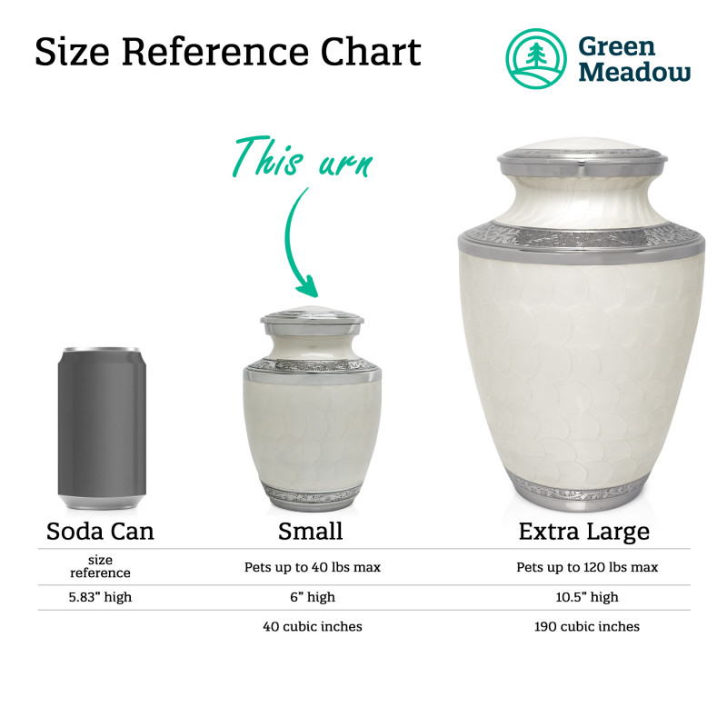 Small Pawprint Heart Pet Cremation Urn - Radiant White