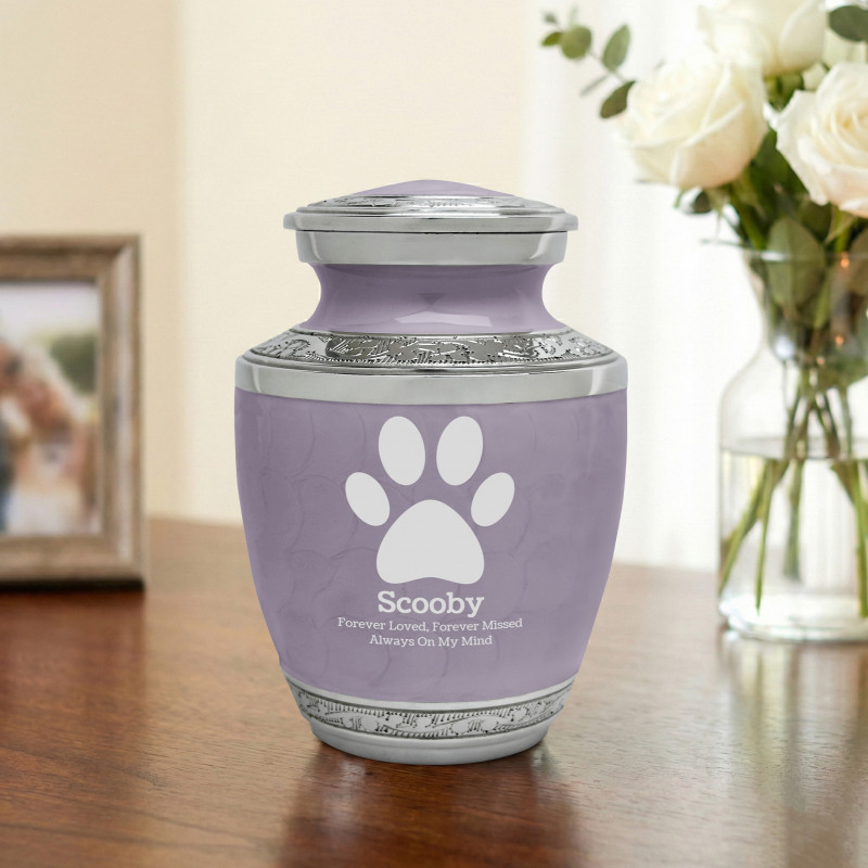 Small Paw Print Pet Cremation Urn - Regal Purple