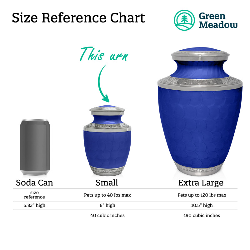 Small Paw Print Pet Cremation Urn - Royal Blue