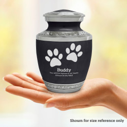 Small Paw Prints Pet Cremation Urn - Ebony Black