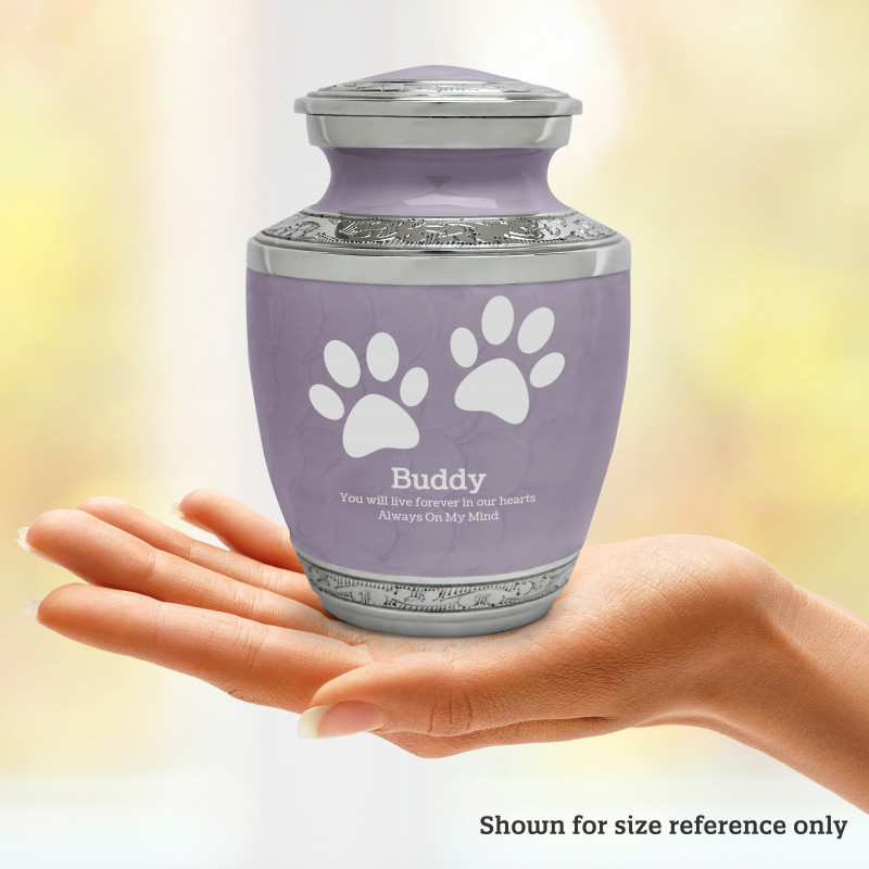 Small Paw Prints Pet Cremation Urn - Regal Purple