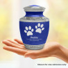 Small Paw Prints Pet Cremation Urn - Royal Blue