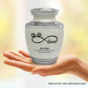 Small Infinity Love Paw Prints Pet Cremation Urn - Radiant White