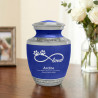 Small Infinity Love Paw Prints Pet Cremation Urn - Royal Blue
