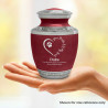 Small Paw Prints On Heart Pet Cremation Urn - Rose Red