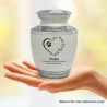 Small Paw Prints On Heart Pet Cremation Urn - Radiant White